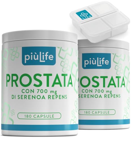 Serenoa Repens Prostata Integratore 700mg PiùLife, 2 al giorno, Saw Palmetto con Pygeum Africanum, Zucca e Ortica, Benessere Delle Vie Urinarie Uomo, Estratto Di Mirtillo Antiossidante, 360 Capsule