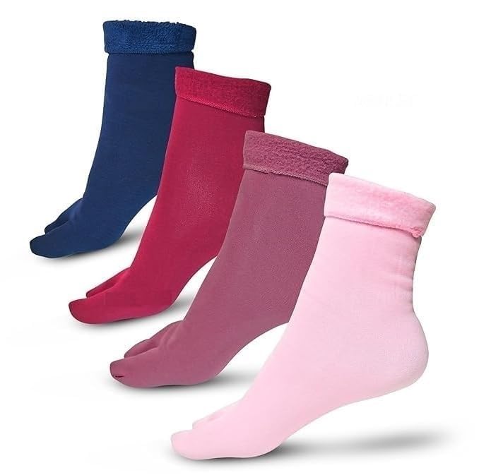 bragos Premium Woolen Winter Socks for Women & Girls with Velvet Fur Inside | Thermal Warm Fur Socks | Thumb Toe Design Winter Socks | PACK 4 |Assorted Colours (Colour May Vary) |-picture-26