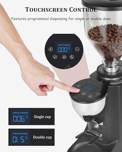 Electric Coffee Grinder with 60mm Flat Burr, 19 Grind Settings, Large Hopper & Built-in Holder - Perfect for Espresso Machines - White Home Coffee Maker