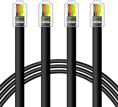 NECABLES 2Pack RJ9 Cable 6ft 4P4C Phone Cord Telephone Cable RJ9 / RJ10 / RJ22 4P4C Male to Male Straight for Both Data and Voice Black - 6 Feet