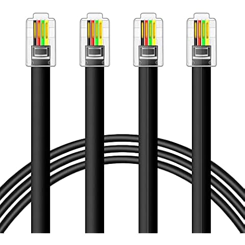 NECABLES 2Pack RJ9 Cable 6ft 4P4C Phone Cord Telephone Cable RJ9 / RJ10 / RJ22 4P4C Male to Male Straight for Both Data and Voice Black - 6 Feet Cover