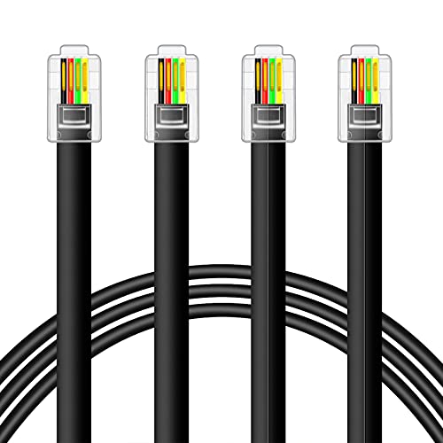 NECABLES 2Pack RJ9 Cable 6ft 4P4C Phone Cord Telephone Cable RJ9 / RJ10 / RJ22 4P4C Male to Male Straight for Both Data and Voice Black - 6 Feet by NECABLES - Used condition - US$6.27