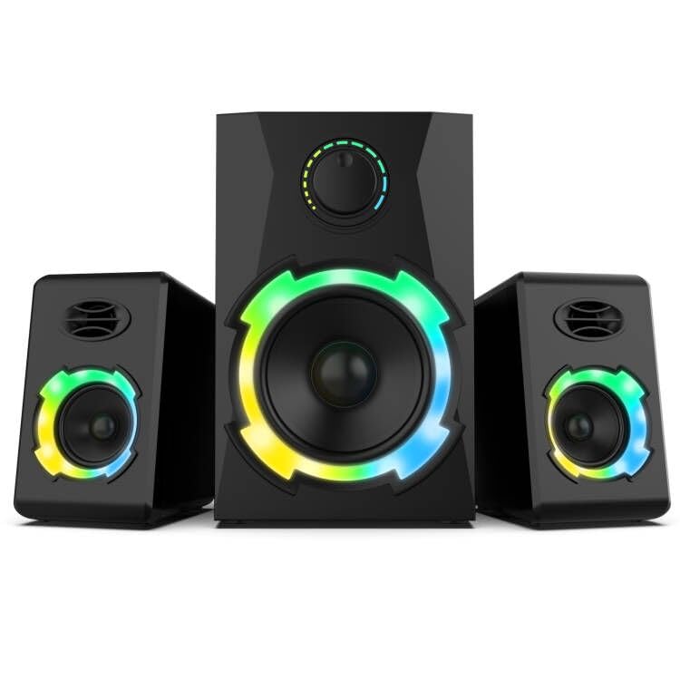 OROW Bluetooth PC Lautsprecher,2.1 PC-Lautsprecher mit subwoofer,40W RGB Gaming Lautsprecher, Musik-Sync...