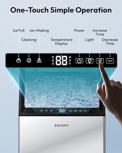 Image of EUHOMY Commercial Ice Maker Machine,110lbs /24H Stainless Steel Under Counter Ice Machine with 33lbs Storage Bin, Freestanding Ice Maker for Home /Bar /Cafe /Restaurant(Mirror-Polished Stainless Steel)