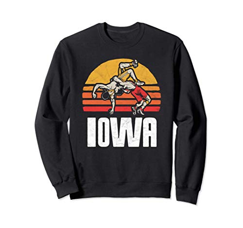 Iowa Vintage Wrestling Retro Wrestlers and Sun Graphic Felpa