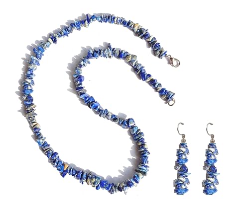 Juego de joyas de lapislázuli con collar y pendientes en plata de ley 1