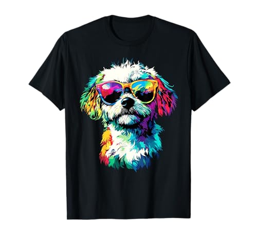 Malteser mit Sonnenbrille Maltese Hunde Liebe Süßer Malteser T-Shirt