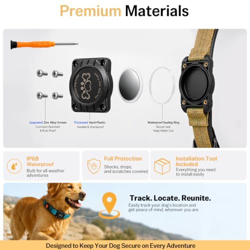 Image of Geamen Waterproof Dog Collar QR Code Reflective Collar Khaki,XL