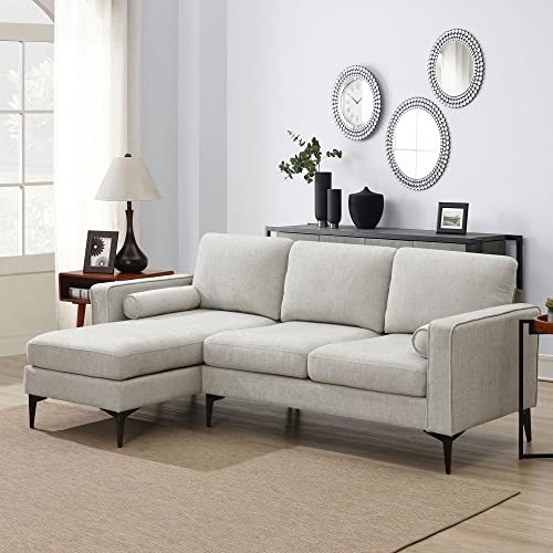 Aocoroe Small Modern 3 Seat L Shaped Sectional Couches With Reversible Chaise Lounge And 2 Pillow, Cusioned Back And Seat Sofa For Small Living Room, Apartment #TOP16