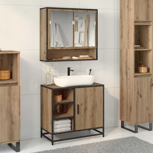 Gecheer Bathroom Sink Cabinet with Shelf Artisan oak 65 x 33 x 60 cm Drainage and bathroom accessories Model883635
