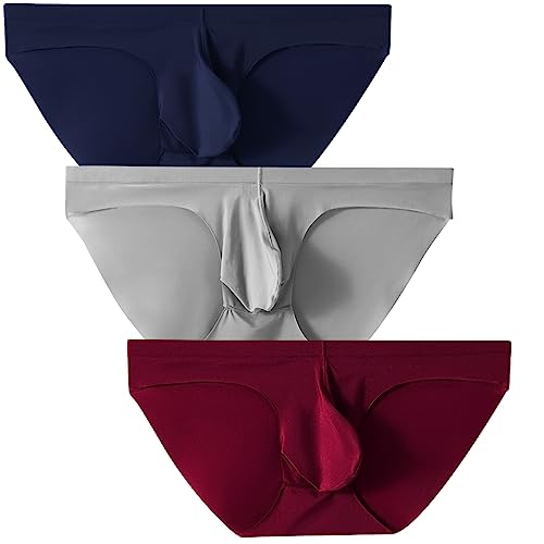 Underwear briefs for mens U Pouch trunks sexy male elephant nose trunks ice silk bugle summer panties 3 Pack