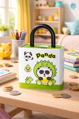 Image of Sajani Cute Cartoon Creative Portable Piggy Bank, Money Saving Box with Combination Lock, Mini Coin Bank Gifts for Boys and Girls, Best Return Gifts for Kids (Pack of 1) (Lock - Green)