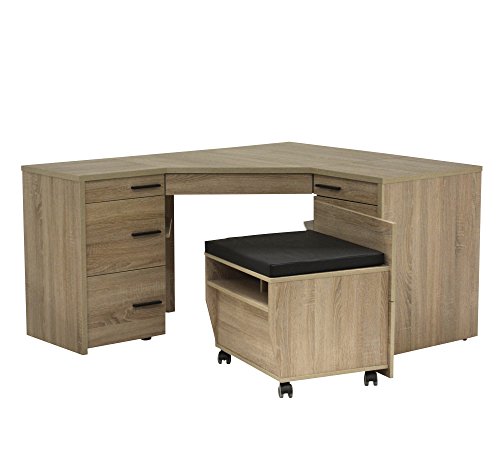 Jahnke CL 155 Eckschreibtisch | In Eiche Sägerau und Weiss | 150 x 76 x 60 cm - CL 155 E Eiche Sägerau Nb. T.1-3 Jahnke CL 155 Eckschreibtisch | In Eiche Sägerau und Weiss | 150 x 76 x 60 cm