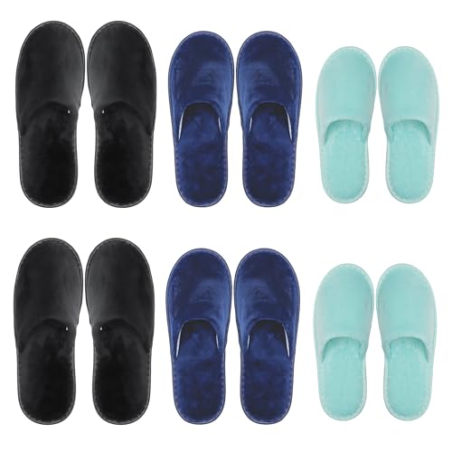 Image of OSTADARRA 6-10 Pairs Spa Slippers, Non Slip Disposable Slippers For Guest, Washable Reusable, Which Can Be Used As Women Men, House, Indoor, Bathroom, Bedroom, Hotel, Bride Slippers