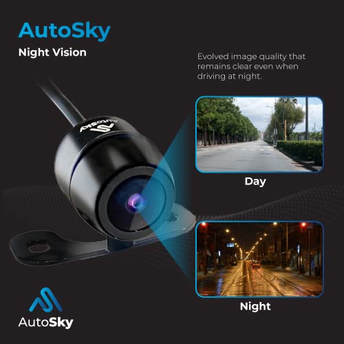 Autosky Reverse Backup Camera Hd Wide View Angle Universal Car Front Side Rear View Camera - 2 Installation Option - Removable Parking Lines - Mirror Or Non-Mirror Image #TOP4