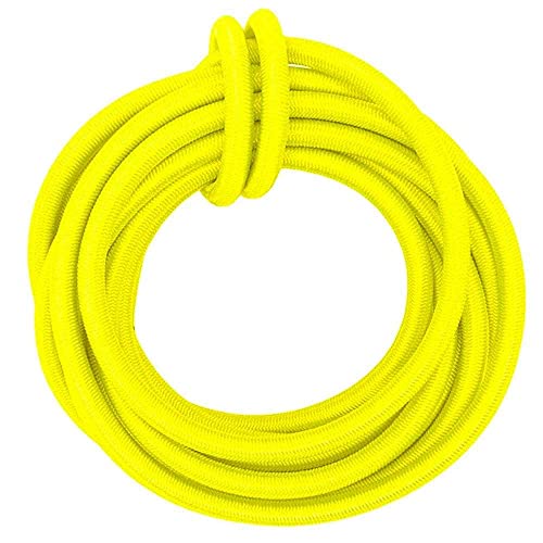 SGT KNOTS Marine Grade Shock Cord - 100% Stretch, Dacron Polyester Bungee for DIY Projects, Tie Downs, Elastic Cord | 1/4 inch x 100 ft, Neon Yellow