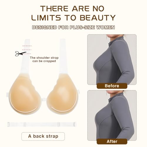 Sticky Adhesive Push-Up Bra for Women - Seamless Silicone Invisible Lift Bra, Backless Strapless Bras for Large Breasts4