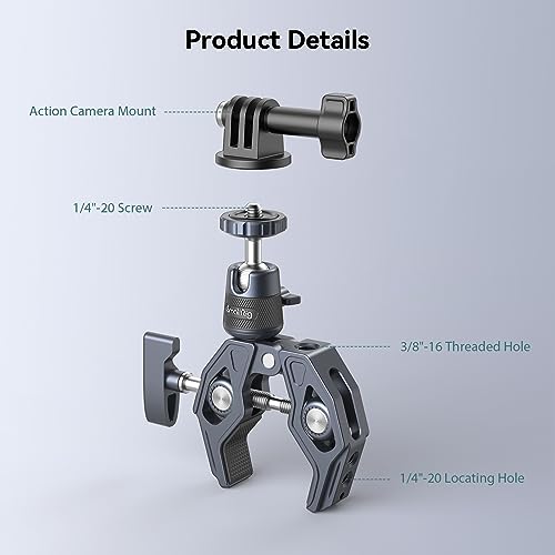 Image of SMALLRIG Camera Mount Clamp, Gopro Motorcycle and Bike Handlebar Mount Kit