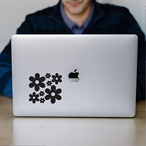 Image of Groovy Daisy Flower (Black) (Set of 2) Premium Waterproof Vinyl Decal Stickers Laptop Phone Accessory Helmet Car Window Bumper Mug Tuber Cup Door Wall Decoration