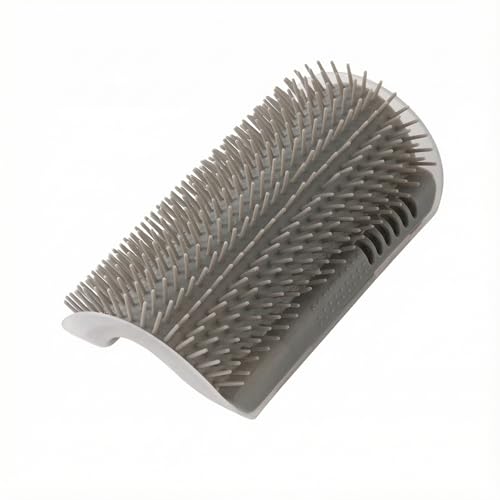 Cat Scratcher, Gray Soft Silicone Grooming Supplies Wall Mounted Corner Cat Scratcher Curls Face Rubbing Post Self Groomer for Indoor Massage and Shedding Hair Removal - image 8