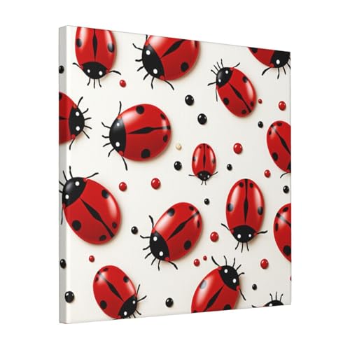 Toile murale coccinelle rouge tableau moderne salon salle de bain décoration maison 40cm