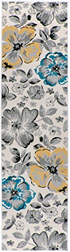Rugshop Modern Floral Design Easy Cleaning For Living Room,Bedroom,Home Office,Kitchen Non Shedding Runner Rug 2' X 7'2" Cream #TOP8