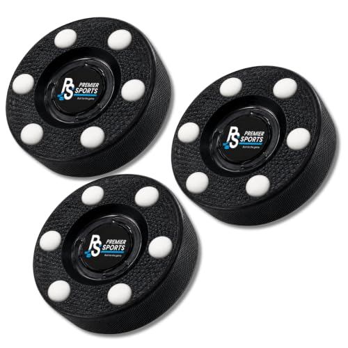 Premier Sports 3 Pack Inline Hockey Pucks Fast Glide with 6 Slider Dots Crosshatch Design for Realistic Feel Street Roller and DEK Hockey