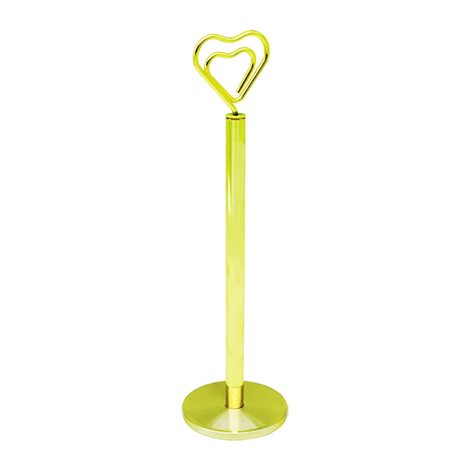 Tischnummernhalter, Metall-Notizclip, vertikal, mit Liebesherz, Abnehmbarer Halter, Fotoclip for Hochzeitsfeier(25cm)