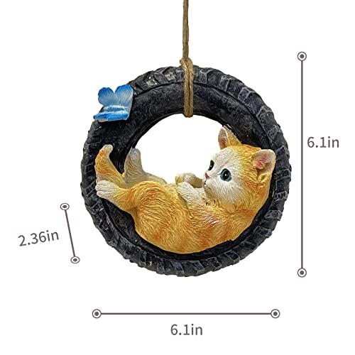 Etlemonde Cat Statue Decor Craft Resin Sculpture Garden Swing Outdoor Ornaments For Patio Indoor Decor Ornament Gift(Tire Cat ) #TOP3