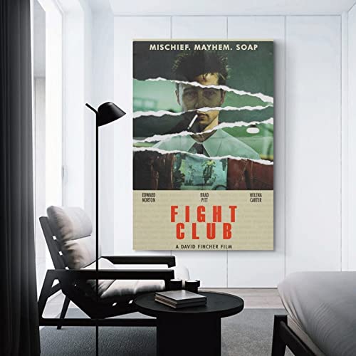Hitoto Fight Club Classic Vintage Movie Poster Canvas Art Poster And Wall Art Hanging Decor For Modern Family Corridor Posters For Bedroom Aesthetic 16X24Inch(40X60Cm) #TOP2
