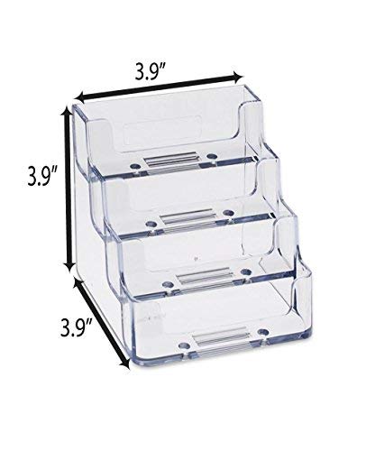 Support carte de visite transparent anti-poussière présentoir 4 compartiments - 4