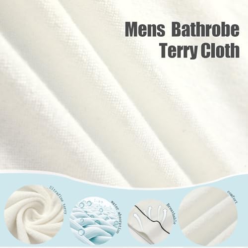 U2SKIIN Mens Terry Cloth Bathrobe, 100% Cotton Soft Robe for Men, Long Spa Skin-friendly Mens Robe