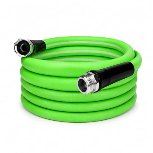 UNCO- Hybrid Polymer Garden Hose, 5/8" x 12 FT, Green, Kink Resistant, 3/4" GHT Aluminum Fittings, Drinking Water Safe, Lightweight Heavy Duty Garden Hose