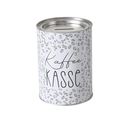 ReWu Spardose Sparschwein mit Schriftzug Kaffekasse - Deckel Abnehmbar - Wiederverwendbar Metall Sparbüchse Geldgeschenk Geschenkidee Geldspardose Metallspardose 14 x 10 cm