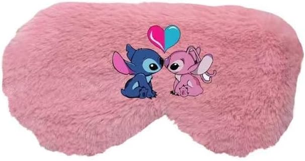 Cute Stitch Eye Masks for Sleep, Cartoon Plush Blindfold, Soft Funny Travel Eye Cover (Pink)