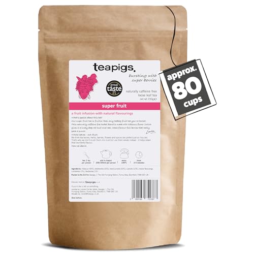 Teapigs Loose Super Fruit Tea - Bold Berry Infusion with Cranberries Blueberries & Hibiscus - Punchy Fruity & Refreshing - Great Taste Award Winner - 200g (1 Pack)