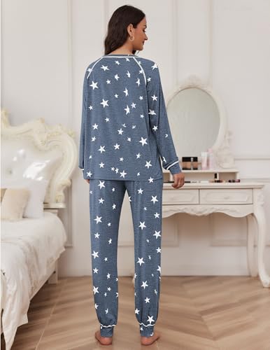 Image of Ekouaer Pajamas Set for Women Soft Comfy Pjs Sets Long Sleeve Sleepwear Loungewear S-XXL