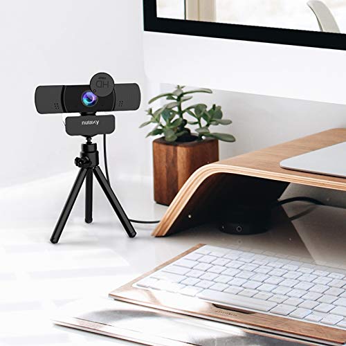 NULAXY Webcam HD 1080P, Webcam USB con Micrófono, Obturador de Privacidad y Trípode para Videollamadas, Clases en Línea, Conferencias, Funciona con Skype, Zoom, FaceTime, Hangouts, PC, Laptop - Negro