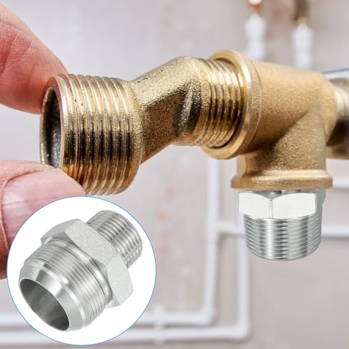 Image of PATIKIL Pipe Adapter Connector 1-7 /8 inch Male 74 Flare JIC x 1 inch Male R Pipe Fitting Oil Feed Restrictor Fitting Hydraulic Connector for Oil Steam Water Pipelines System