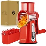 SUSTEAS Rotary Cheese Grater, Vegetable Slicer for Kitchen, 5 Blades