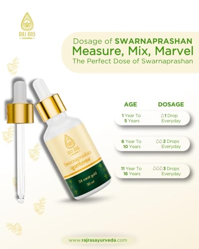 Image of Swarnaprashan Drops for Kids 30ml | 24K Gold Immunity Booster with Swarna Bhasma & Honey | Ayurvedic Suvarnaprashan for Brain Development, Memory, Growth & Digestion | For Children 1-16 Years