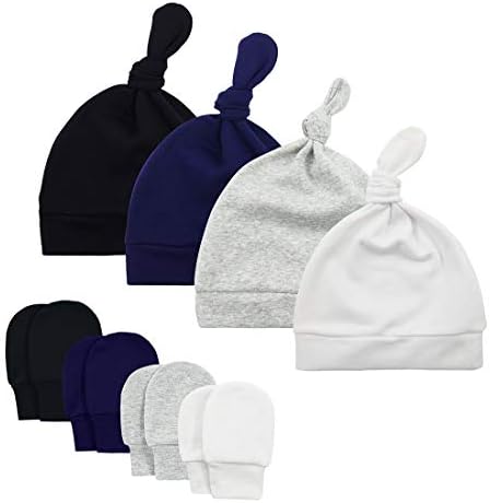 Durio Baby Hat Cute Soft Baby Boy Beanie Knot Newborn Baby Boy Hats Fall Winter Beanie Hat Baby Girls E Black & White & Navy & Gray 0-6 Months