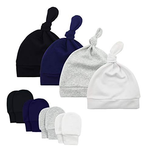 Durio Baby Hat Cute Soft Baby Boy Beanie Knot Newborn Baby Boy Hats Fall Winter Beanie Hat Baby Girls E Black & White & Navy & Gray 0-6 Months #TOP15