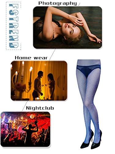 Image of Fstrend Women's Tights Pantyhose Stocking Sparkly Rhinestone Fishnet Crystal Sexy High Waist Thigh High Stockings Black