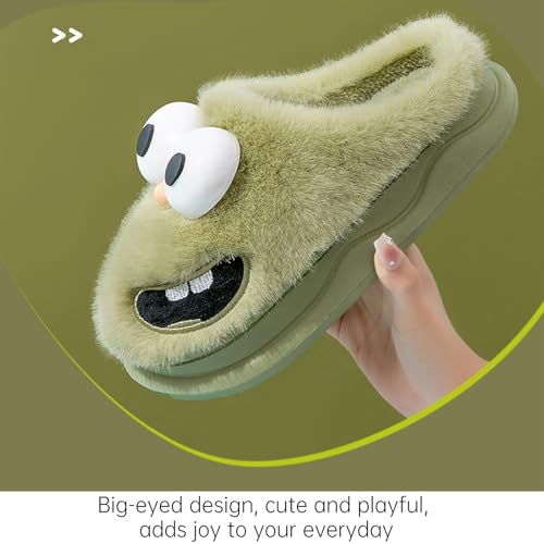 Fluffy Warm Fuzzy Cute Cartoon Big-eyed Design Slippers Comfy Autumn Winter Indoor Outdoor Slippers4