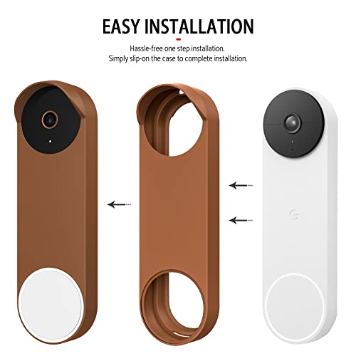 Image of Silicone Case for Google Nest Hello Doorbell (Battery) Cover - Weatherproof Protective Silicone Doorbell Skin Case (Brown)