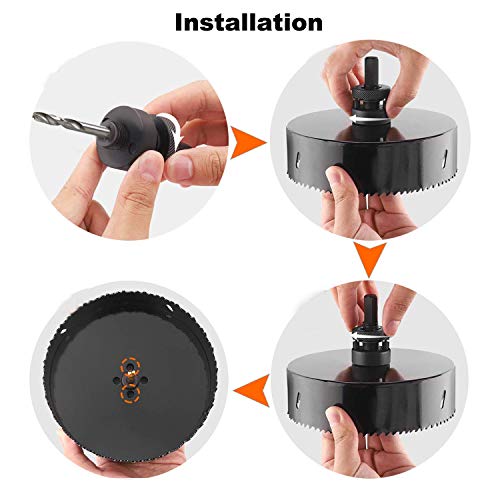4.5" / 114Mm Hole Saw With Heavy Duty Arbor, 4 1/2, Hss Bi-Metal Drill Bits For Wood,Plastic, Drywall, Soft Metal #TOP2