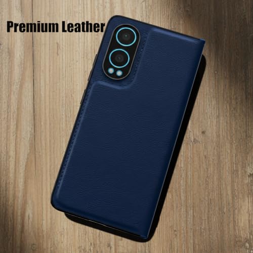 Image of Leather Case for OnePlus Nord CE 4 Premium Protective Stylish Slim Cover with Shockproof Raised Edges Blue