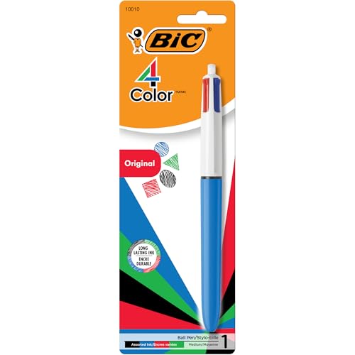 BIC - BIC 4-Color Original Retractable Ball Pens, Medium Point (1.0 mm), 1-Count Pack, Retractable Ball Pen With Long-Lasting Ink