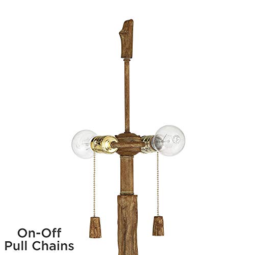 Barnes And Ivy Forrest Sequoia Rustic Country Cottage Floor Lamp Standing 61" Tall Tree Trunk Faux Wood Column Brown Wicker Drum Shade Decor For Living Room Reading House Family Bedroom Home #TOP4